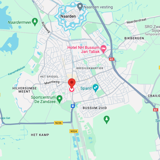 Kaart met de locatie van Lajos.nl in Bussum